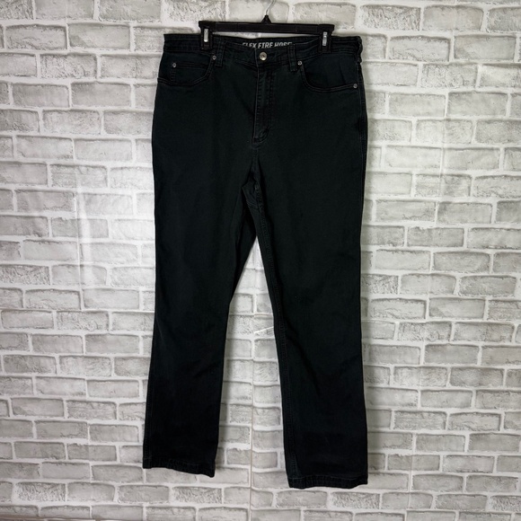 Duluth Trading Flex Fire Hose Black Denim Straight Leg Denim Jeans Mens 36 x 34 - Picture 1 of 10